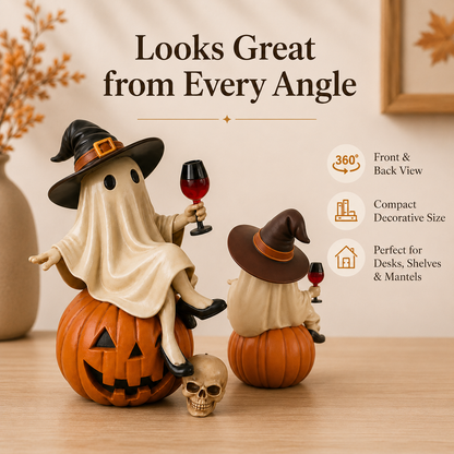 👻 Ghost Witch Wine Statue – Funny Halloween Resin Figurine for Spooky Home, Bar & Party Decor 🎃🍷-DW