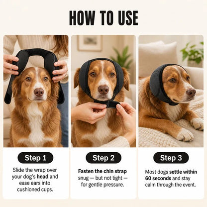 Sound-Dampening Dog Ear Wrap for Fireworks & Storm Anxiety 🐶-QR
