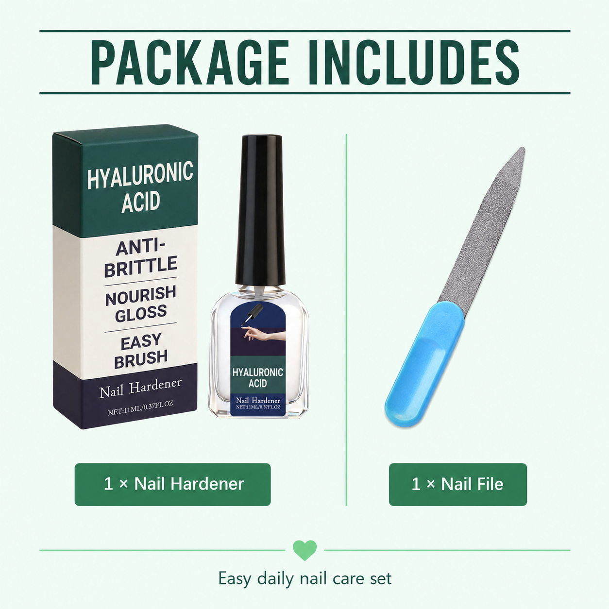 💅 Gentle Clear Nail Care Liquid Kit – Smooth Yellow, Thick & Rough Nails with Stainless Steel Nail File -DW