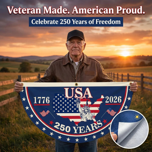 🗽USA 250th Anniversary Flag Half Round Banner🦅-QE
