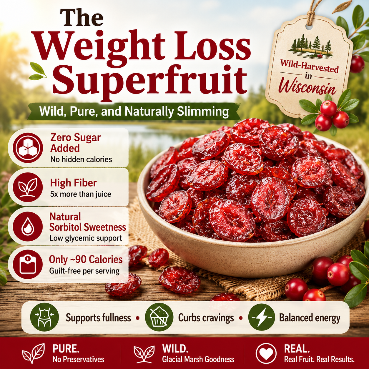 🍒 Wisconsin Wild Dried Cranberries-Your Guilt‑Free Weight Loss Companion!-Q1