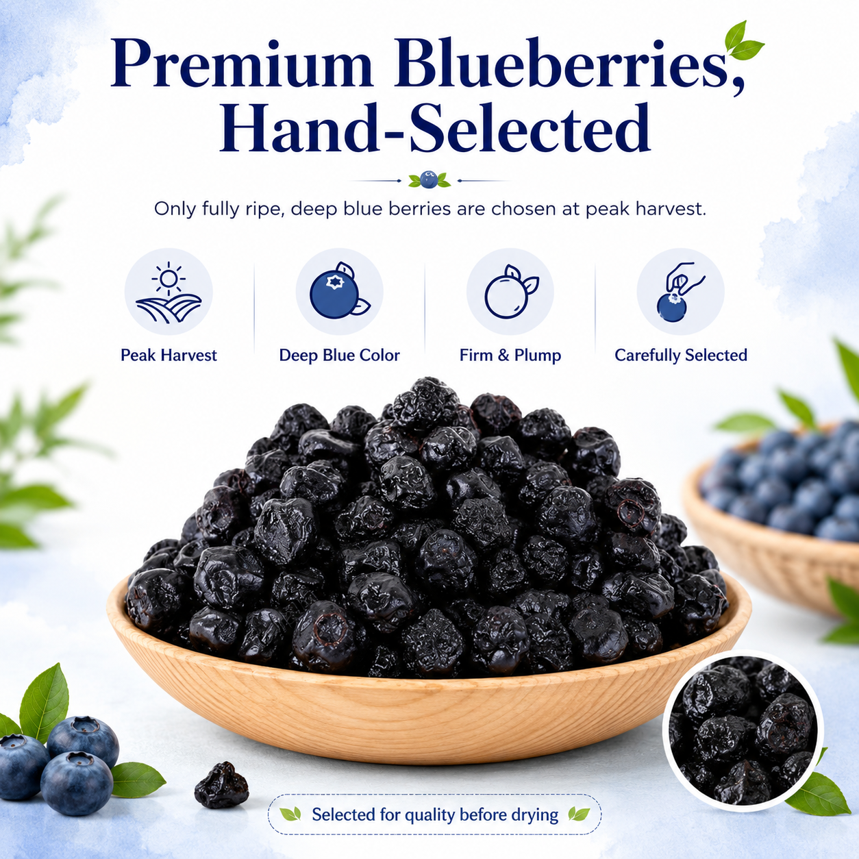 🫐 Natural Dried Blueberries — Daily Eye Care for Seniors. Sugar‑Free, High Fiber, Soft & Chewy!-Q1