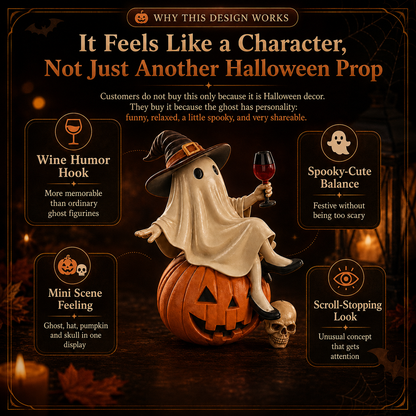 👻 Ghost Witch Wine Statue – Funny Halloween Resin Figurine for Spooky Home, Bar & Party Decor 🎃🍷-DW