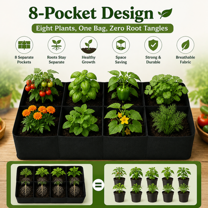 🌱 Divided Fabric Grow Bags — One Bag, Eight Plants, Zero Root Tangles-Q1