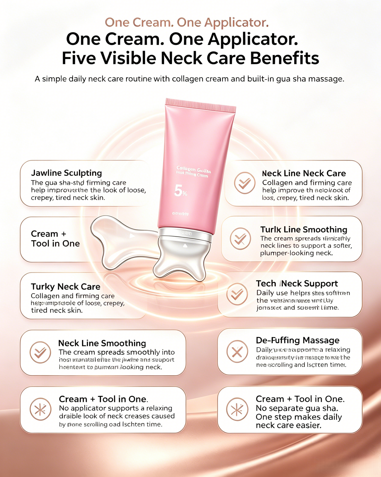 ✨ Collagen Gua Sha Neck Cream – 5-Minute Neck Lift Ritual for Neck Lines, Turkey Neck & Jawline Sculpting -DW