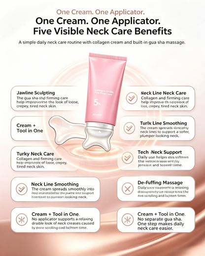 ✨ Collagen Gua Sha Neck Cream – 5-Minute Neck Lift Ritual for Neck Lines, Turkey Neck & Jawline Sculpting -DW
