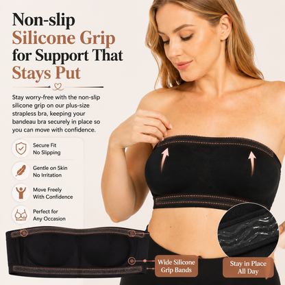 ✨ Convertible Strapless Bandeau Bra with Wireless Comfort, Anti-Slip Grip 👍Suitable for All Body Types-Q1