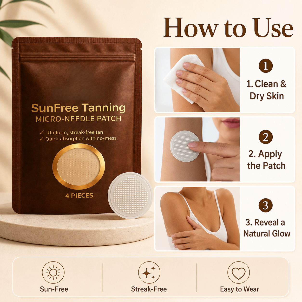☀️ Sunless Tanning Micro-Needle Patch – Natural Bronze Glow - DW