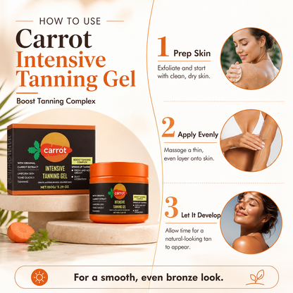 🥕 Carrot Glow Intense Tanning Gel – Natural Tan Accelerator with Carrot Oil & Coconut Oil -DW