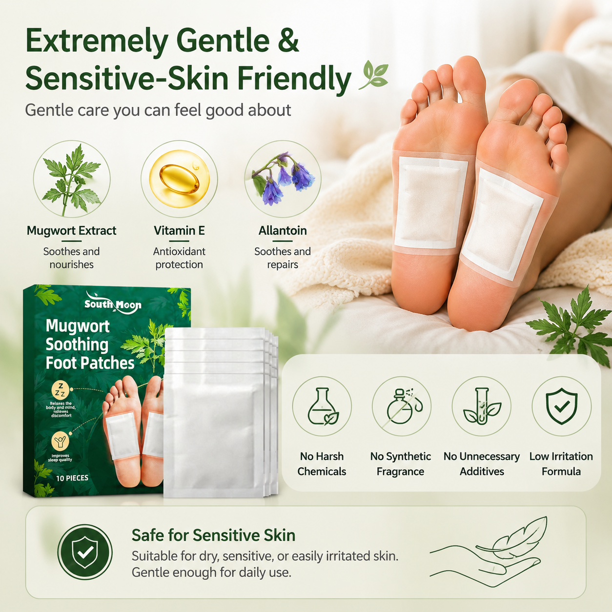 🌙 Mugwort Soothing Foot Patches-Relax. Repair. Rest Deeply.-Q1