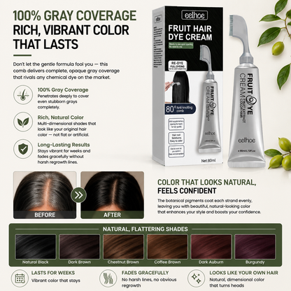 🌿 New Botanical Essence Hair Dye Comb-Chemical‑Free, Safe, and Effective-Q1