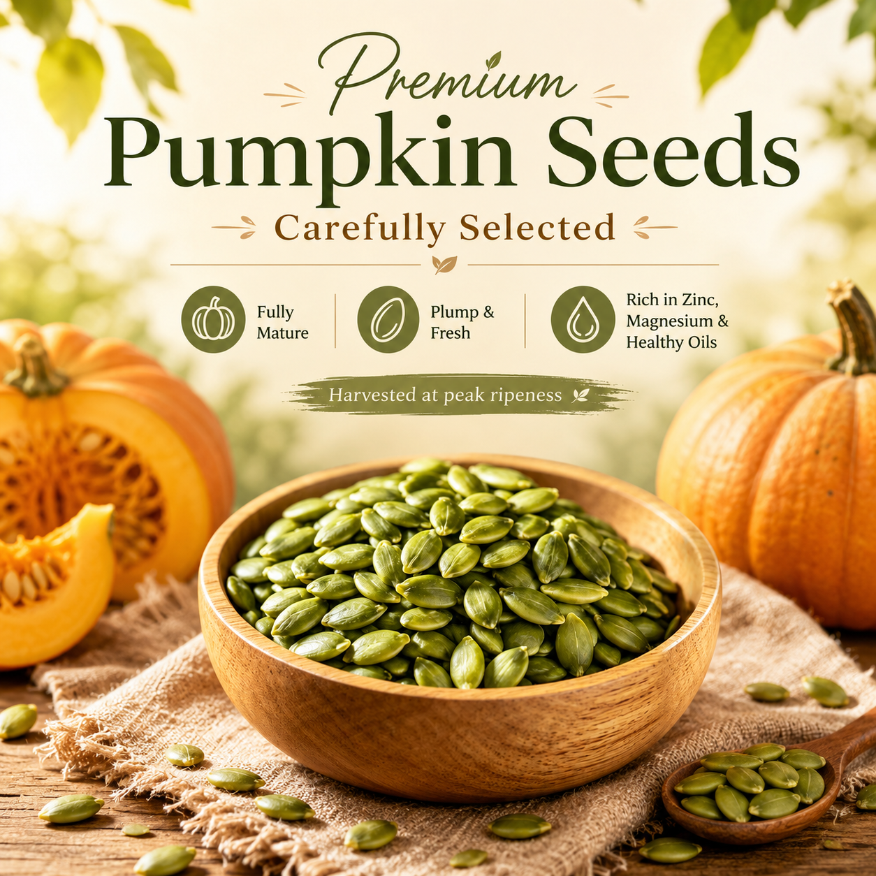 🎃 Naturally Roasted Pumpkin Seeds — High in Zinc & Fiber, Soothe Late‑Night Fatigue, Zero Sugar Added-Q1