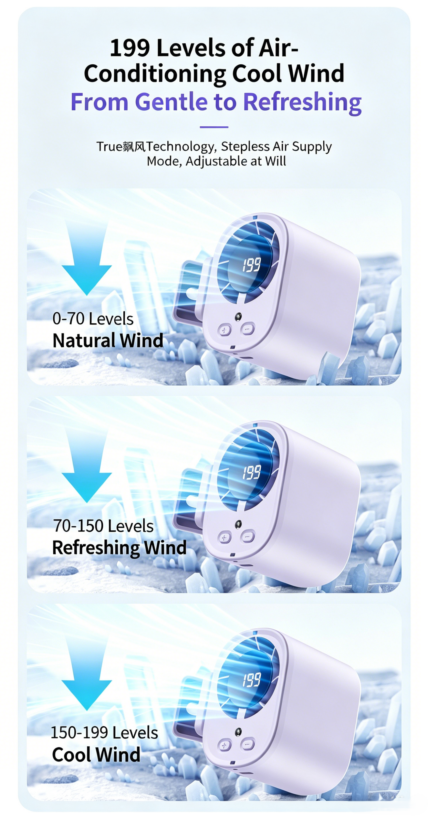 💨 Turbo High-Speed Mini Fan | Powerful airflow in a compact fan — available in White, Black & Purple-DW