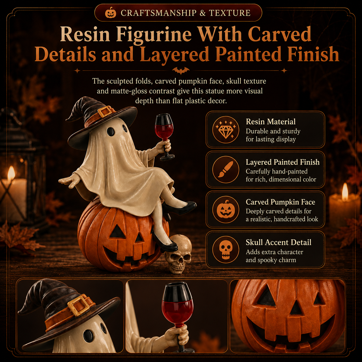 👻 Ghost Witch Wine Statue – Funny Halloween Resin Figurine for Spooky Home, Bar & Party Decor 🎃🍷-DW