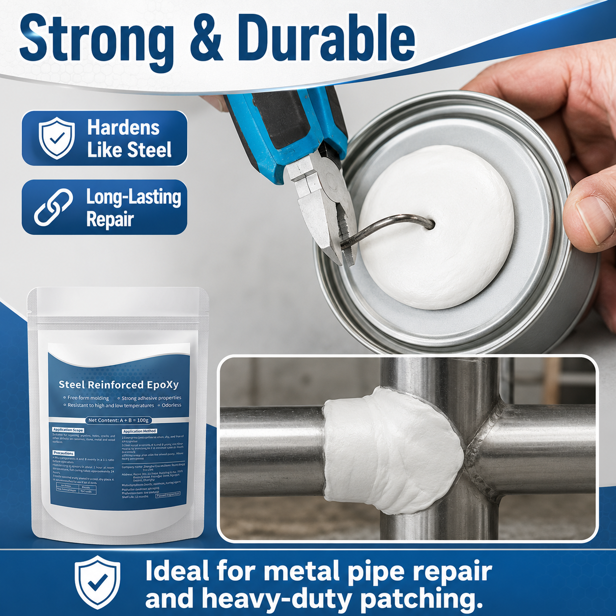 🛠️ Heavy-Duty Metal Repair Putty Glue – Strong Bond Repair Filler for DIY Fixes - DW