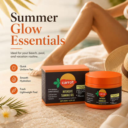 🥕 Carrot Glow Intense Tanning Gel – Natural Tan Accelerator with Carrot Oil & Coconut Oil -DW