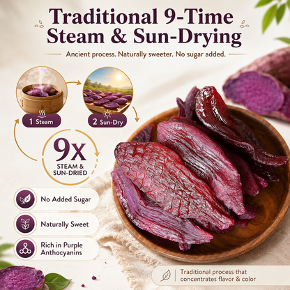 🍠 Natural Purple Sweet Potato —9X Steamed & Sun-Dried, No Sugar Added, Soft, Sweet & Diabetic-Friendly-Q1