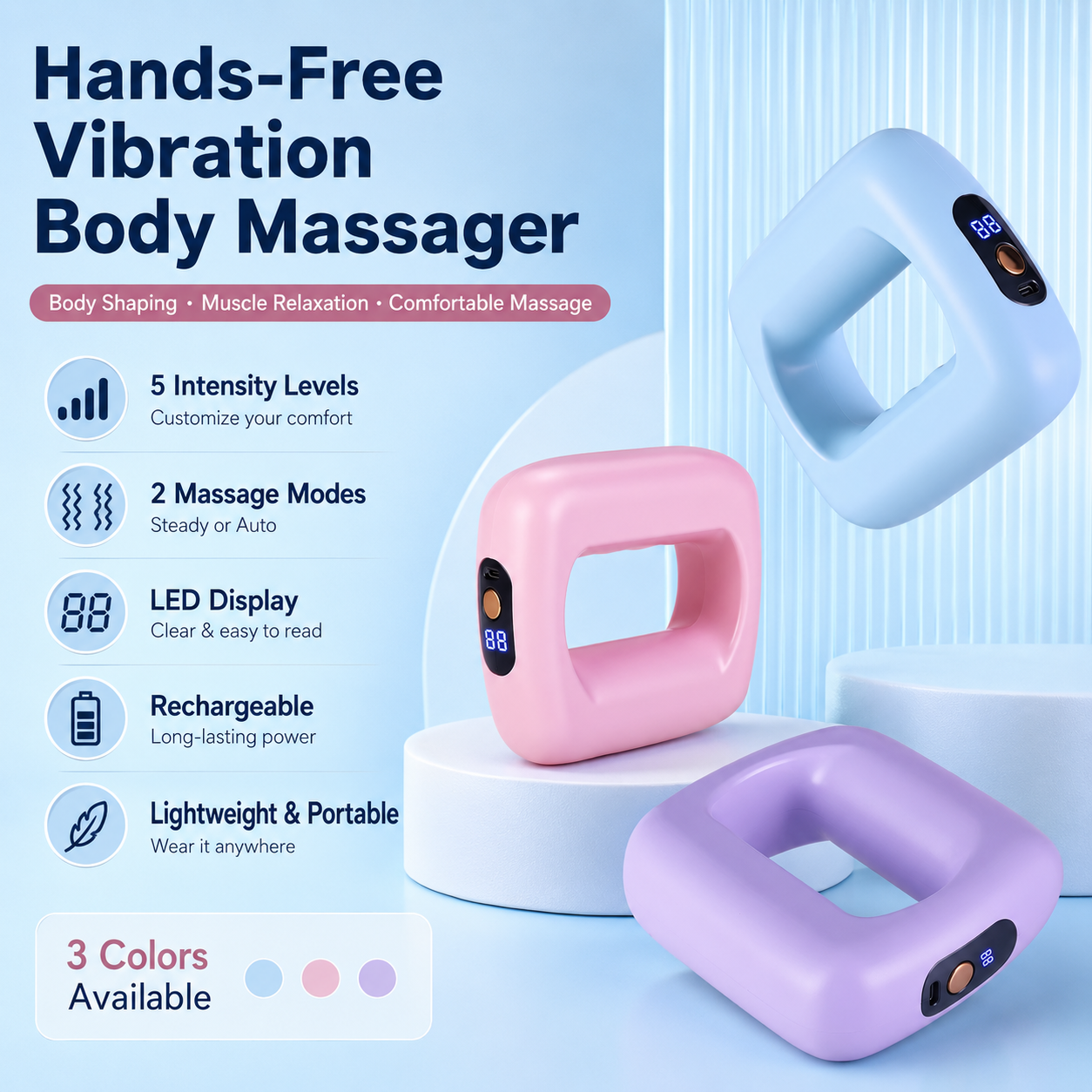 💪🌀 VibraSlim Fascia Massager – 5‑Speed Vibration Fitness Ring for Deep Muscle Relaxation, Portable Whole Body Massager -DW