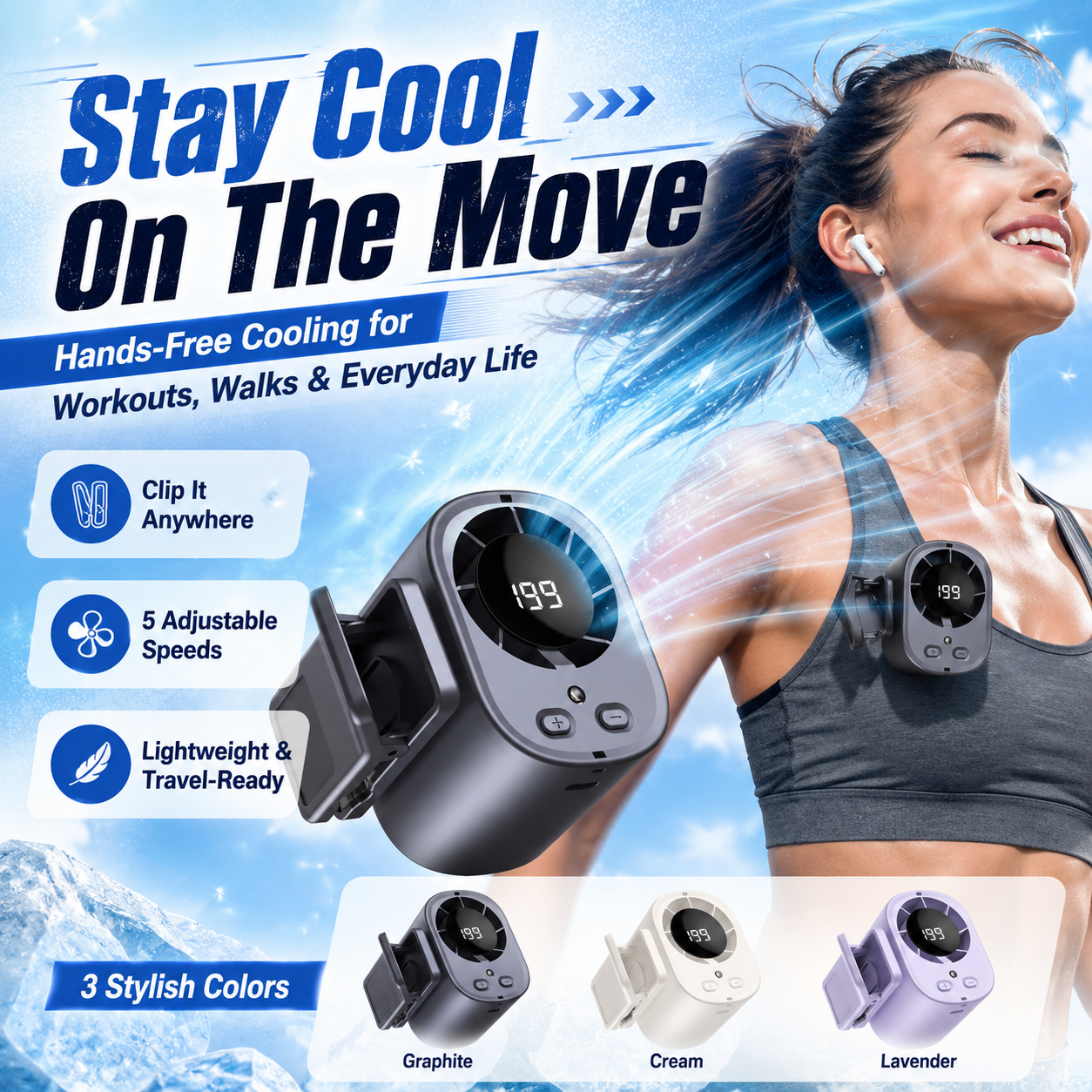 💨 Turbo High-Speed Mini Fan | Powerful airflow in a compact fan — available in White, Black & Purple-DW