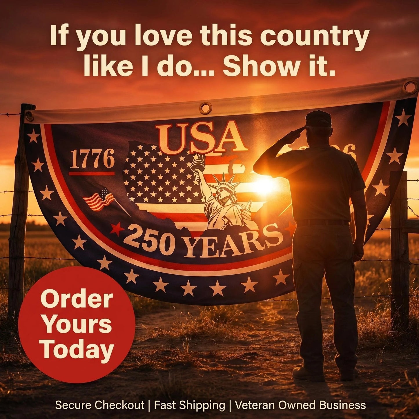 🗽USA 250th Anniversary Flag Half Round Banner🦅-QE