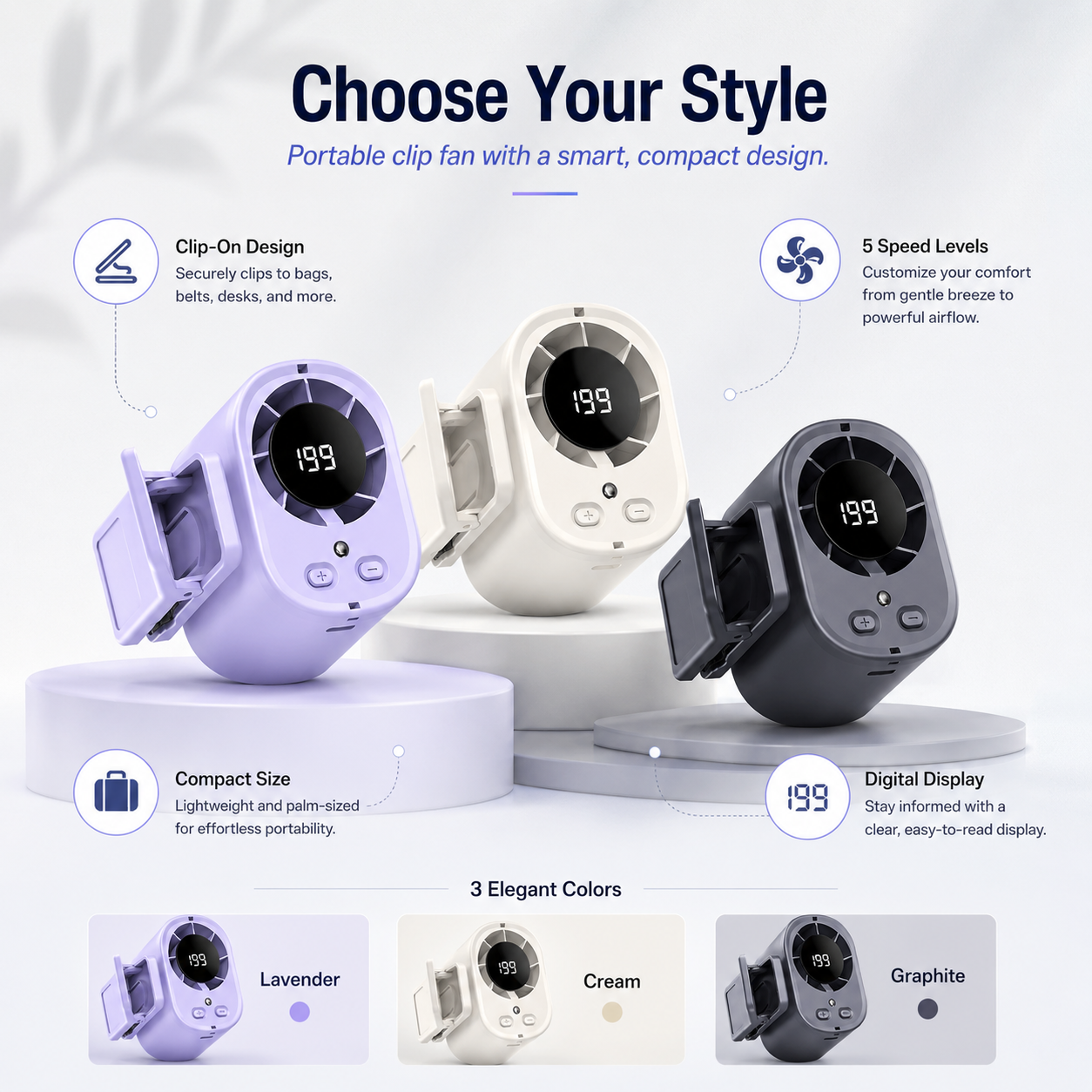 💨 Turbo High-Speed Mini Fan | Powerful airflow in a compact fan — available in White, Black & Purple-DW