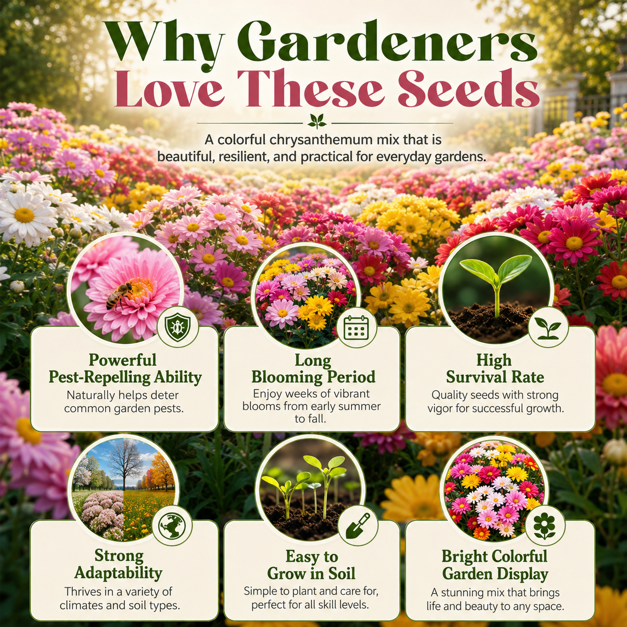 🌼 Summer Pyrethrum Insect-Repellent Seeds – Grow Colorful Flowers That Repel Mosquitoes, Flies & Garden Pests 🦟✨-DW