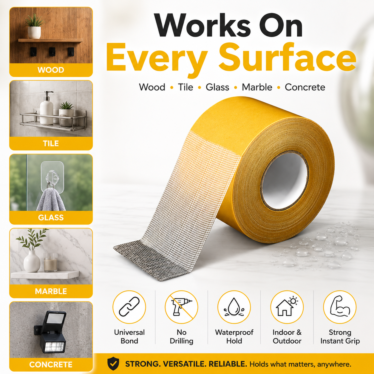 💪 Waterproof Strong Double-Sided Tape — Stick It Once. Hold It Forever-Q1