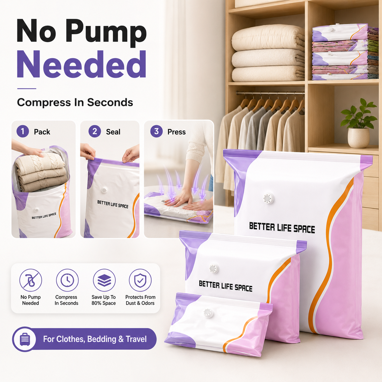 👕No-Pump Large Vacuum Storage Compression Bags-Q1