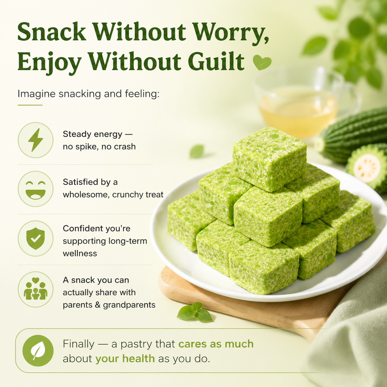 🥒 Sugar-Free Buckwheat Bitter Melon Pastry – Must-Have Healthy Snack for Middle-Aged & Elderly 🌾-Q1