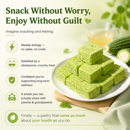🥒 Sugar-Free Buckwheat Bitter Melon Pastry – Must-Have Healthy Snack for Middle-Aged & Elderly 🌾-Q1