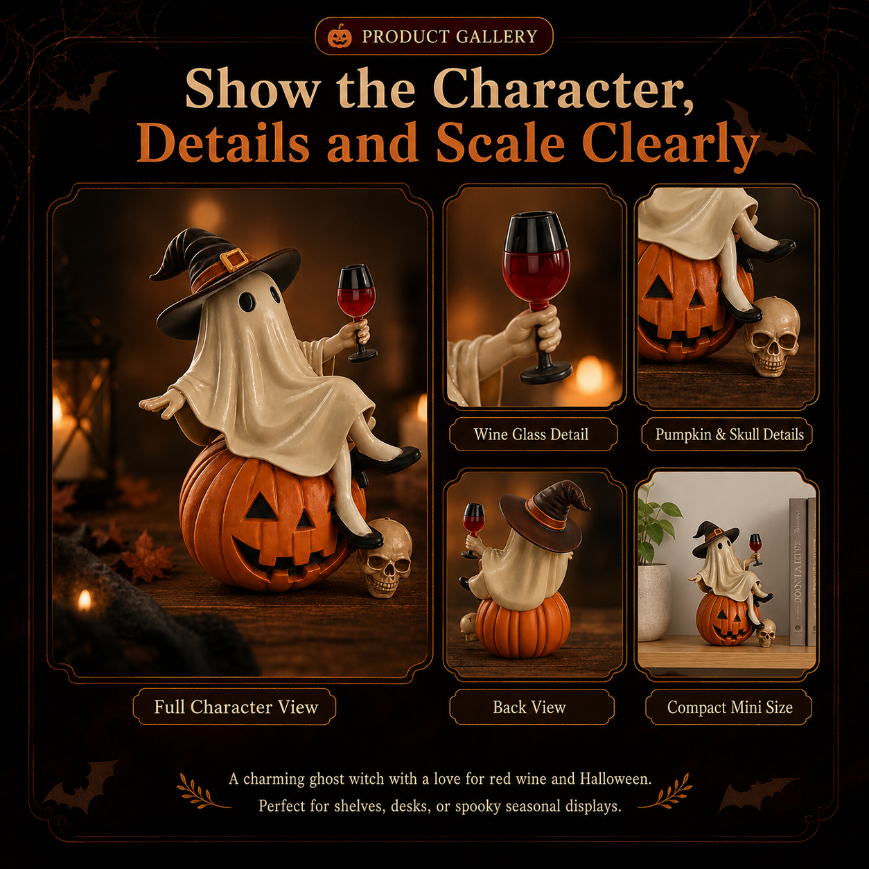 👻 Ghost Witch Wine Statue – Funny Halloween Resin Figurine for Spooky Home, Bar & Party Decor 🎃🍷-DW
