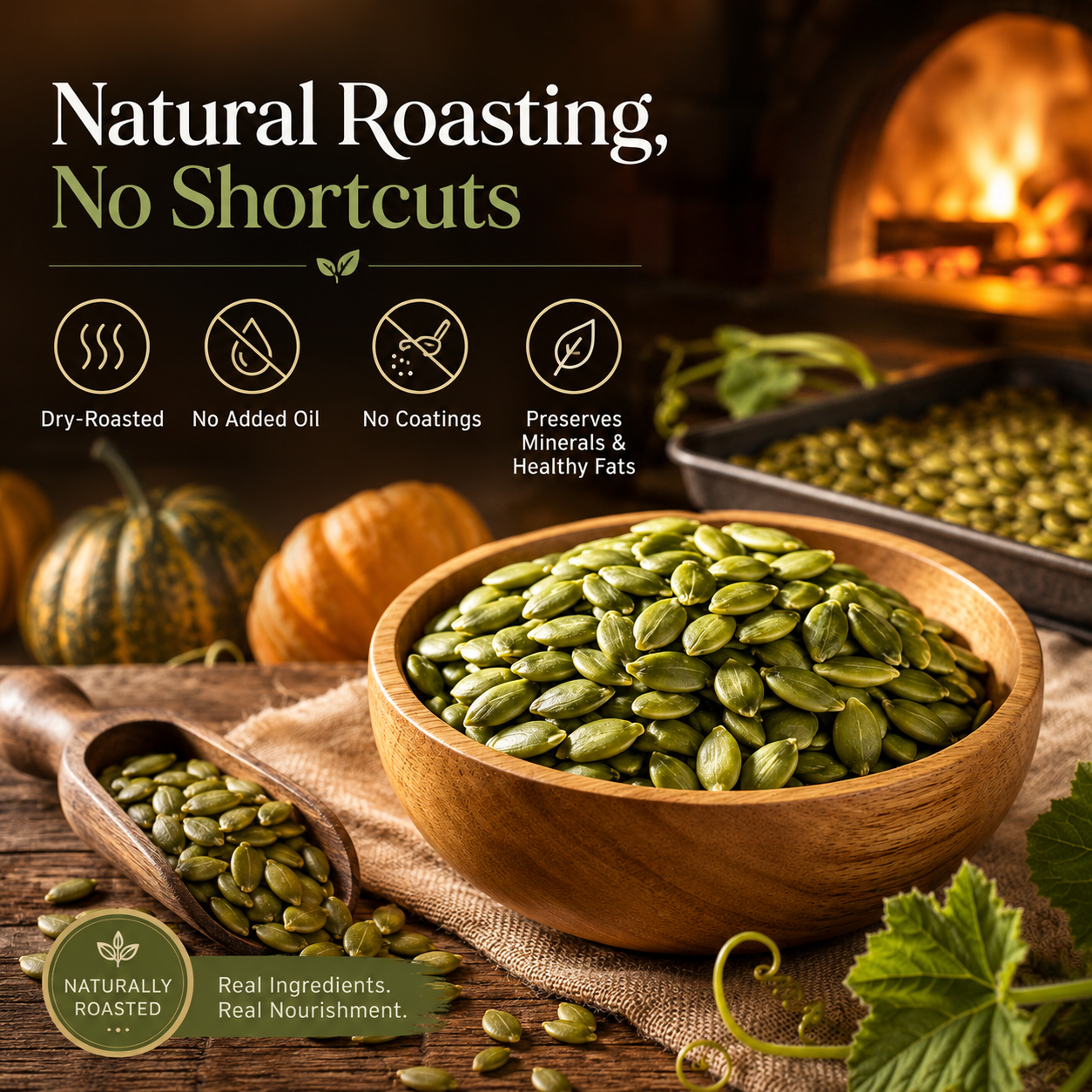🎃 Naturally Roasted Pumpkin Seeds — High in Zinc & Fiber, Soothe Late‑Night Fatigue, Zero Sugar Added-Q1