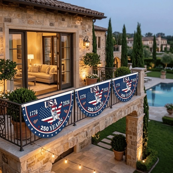 🗽USA 250th Anniversary Flag Half Round Banner🦅-QE