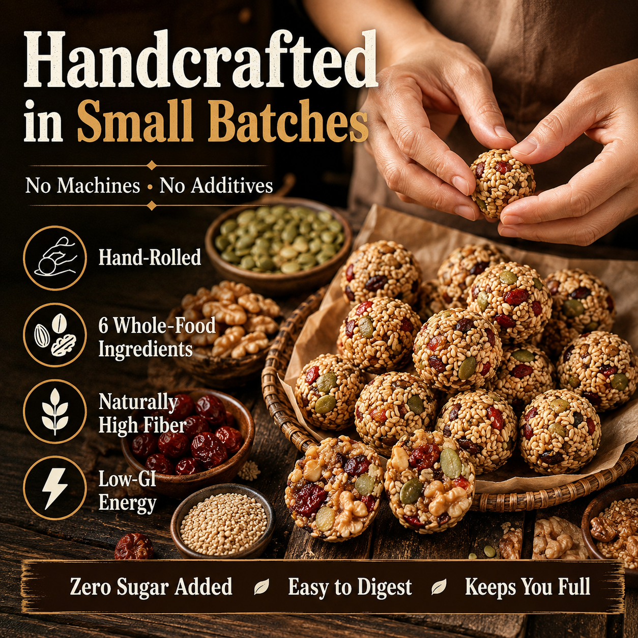 🌰 Flax & Sesame Balls — No Sugar. Whole Grains. Pure Energy-Q1