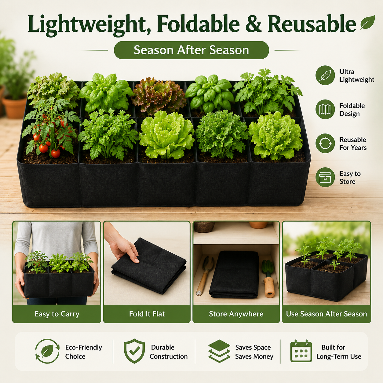 🌱 Divided Fabric Grow Bags — One Bag, Eight Plants, Zero Root Tangles-Q1
