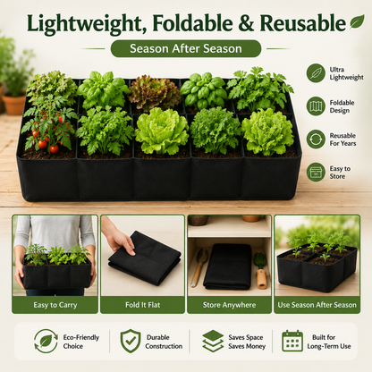 🌱 Divided Fabric Grow Bags — One Bag, Eight Plants, Zero Root Tangles-Q1