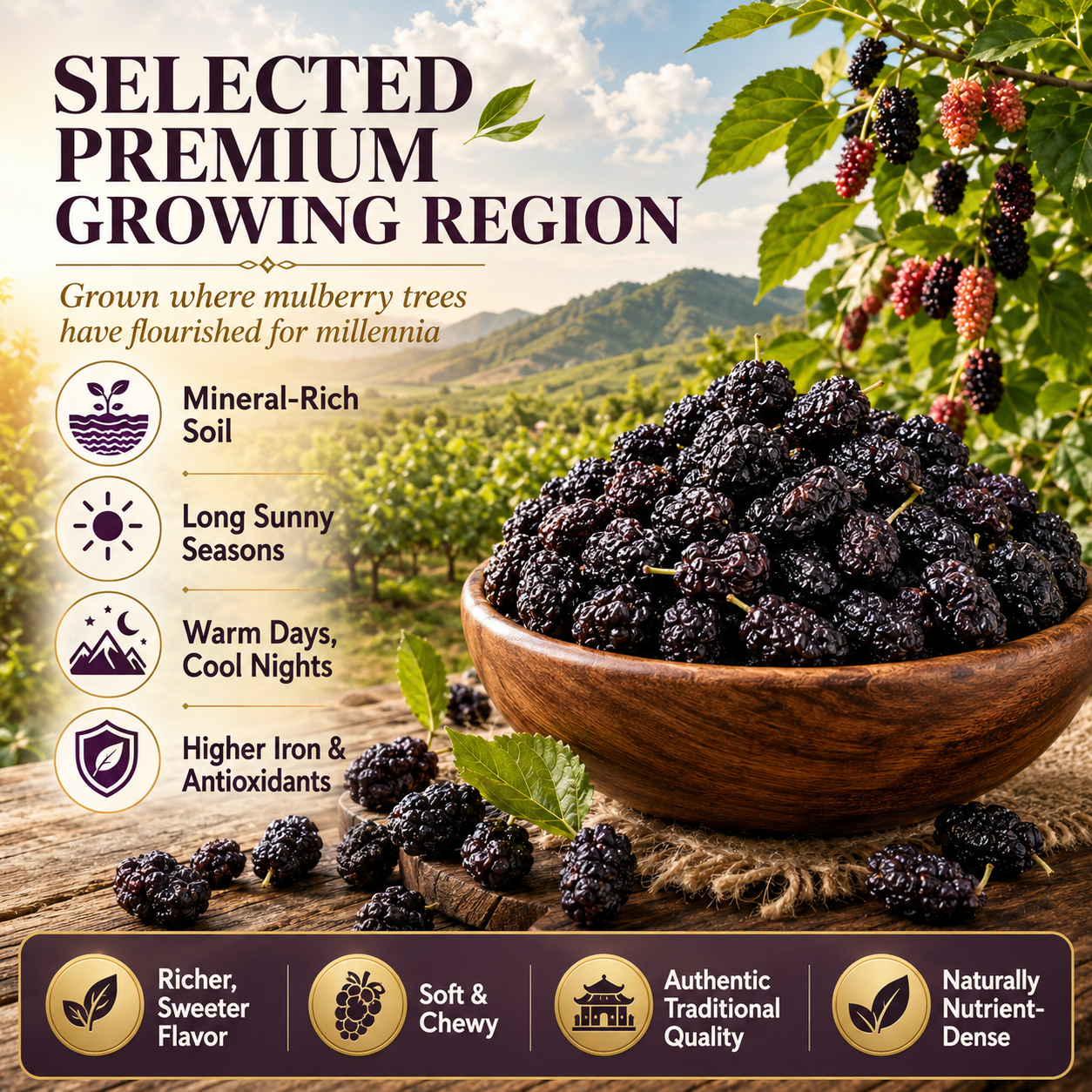 🌱 Sugar‑Free Mulberry Dried Fruit — Supports Kidney Health, Soothes Numbness, Safe for the Whole Family-Q1