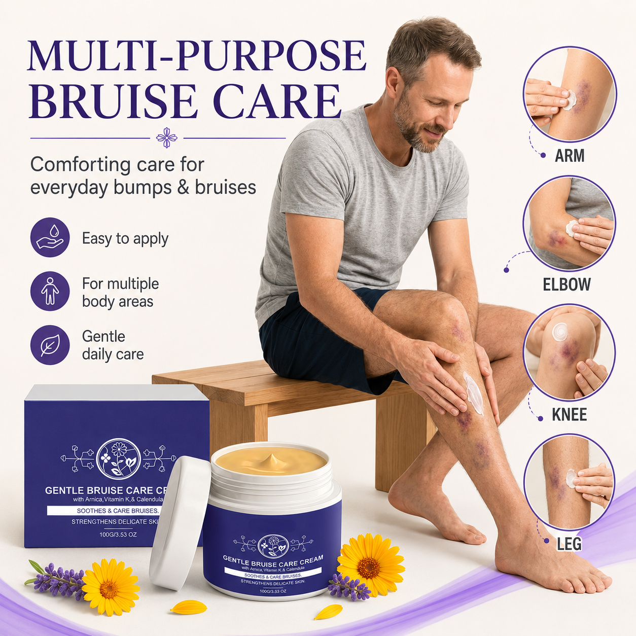 🌼 Advanced Bruise Relief Treatment Cream – Arnica + Vitamin K Skin Recovery Balm -DW