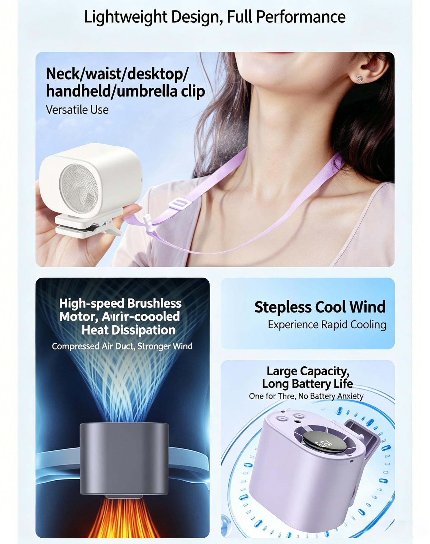 💨 Turbo High-Speed Mini Fan | Powerful airflow in a compact fan — available in White, Black & Purple-DW