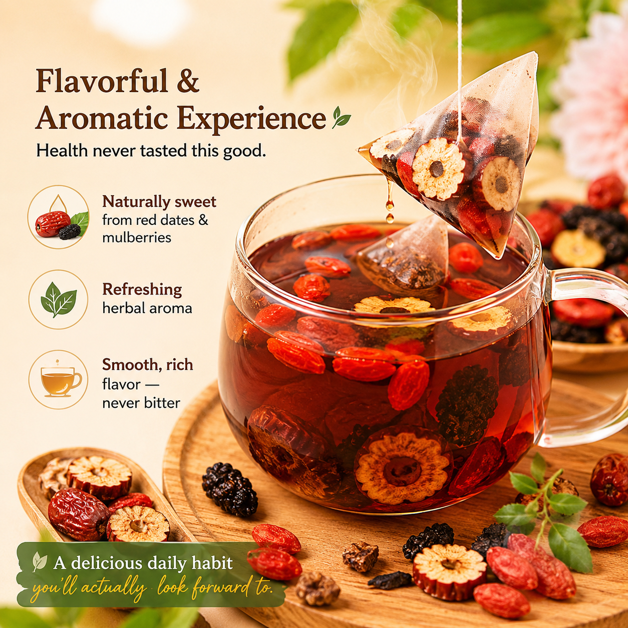 Ginseng 🌿 Five-Treasure Tea 🍵 – Herbal Wellness Blend ✨ for Daily Refreshment 💖 & Natural Balance-QR