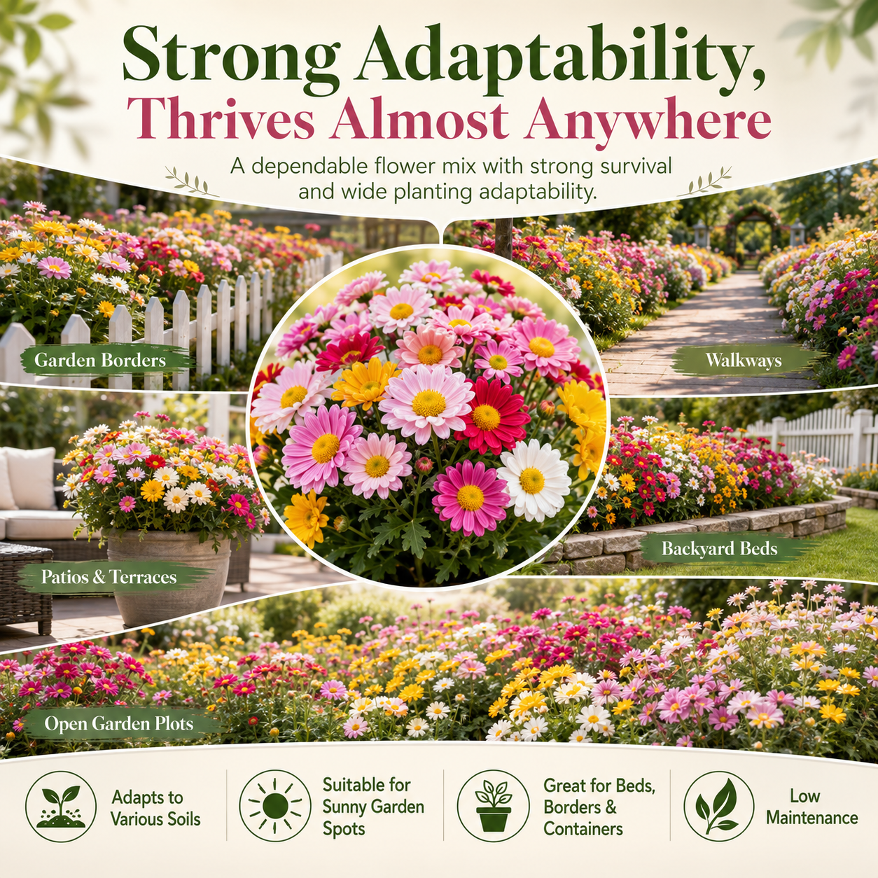 500 Seeds | 🌼 Patio Pack – Great for Containers Beds & Borders