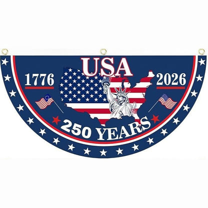 🗽USA 250th Anniversary Flag Half Round Banner🦅-QE
