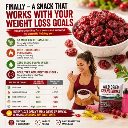 🍒 Wisconsin Wild Dried Cranberries-Your Guilt‑Free Weight Loss Companion!-Q1