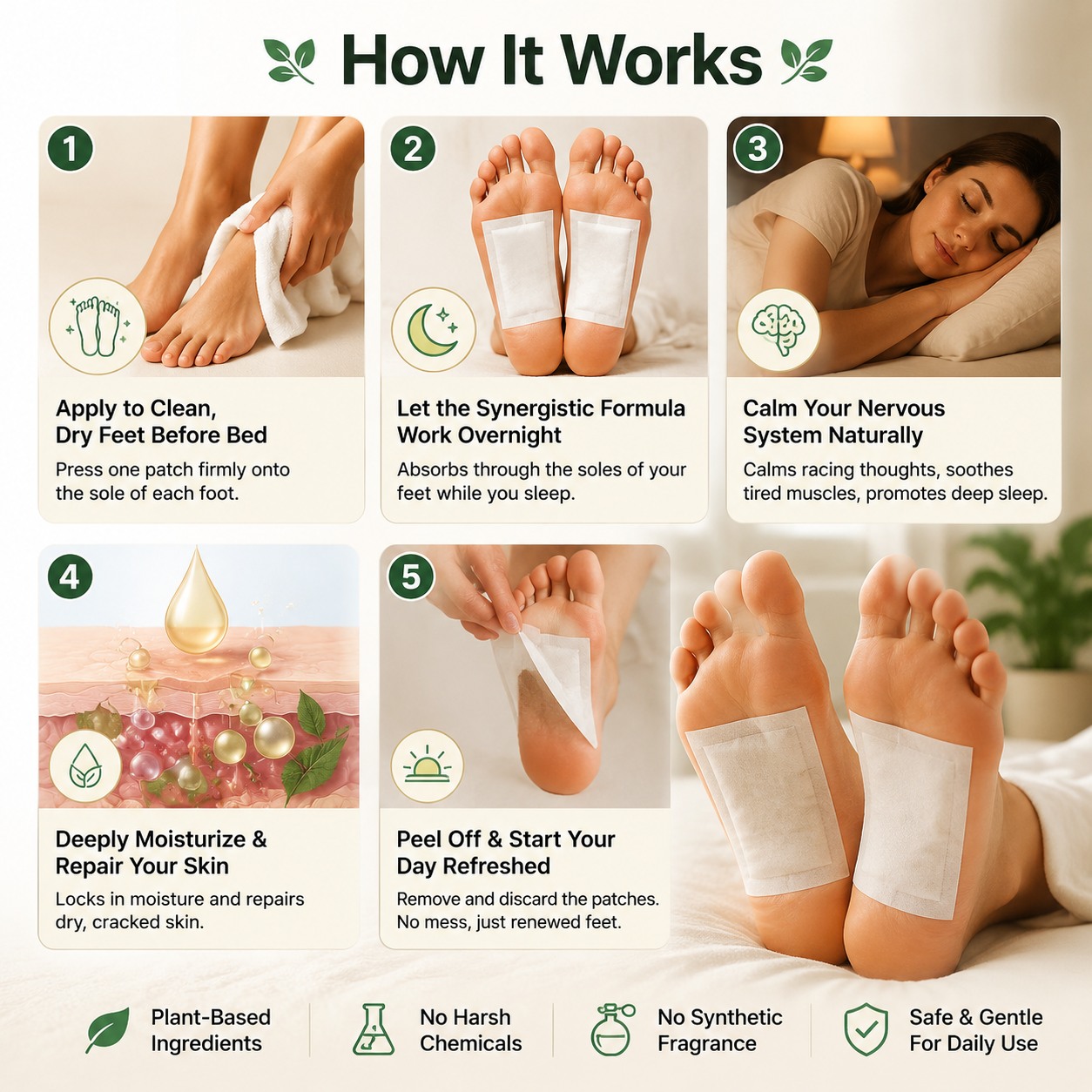 🌙 Mugwort Soothing Foot Patches-Relax. Repair. Rest Deeply.-Q1