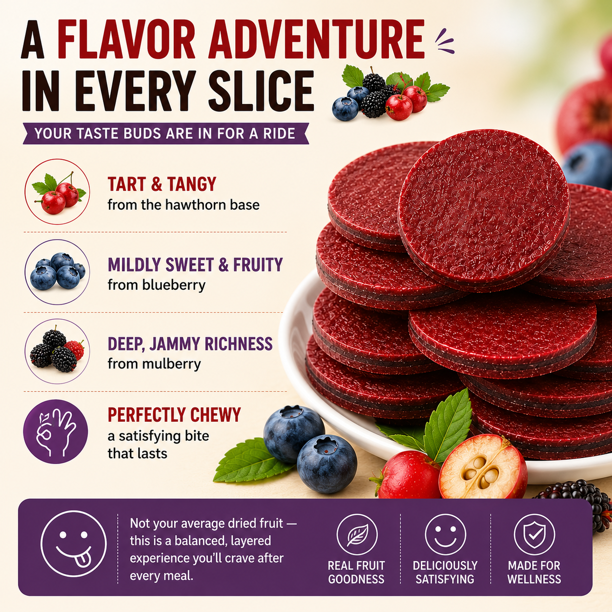 🌿Pure natural 🫐blueberry and 🍇mulberry stuffed 🍒hawthorn slices-Q1