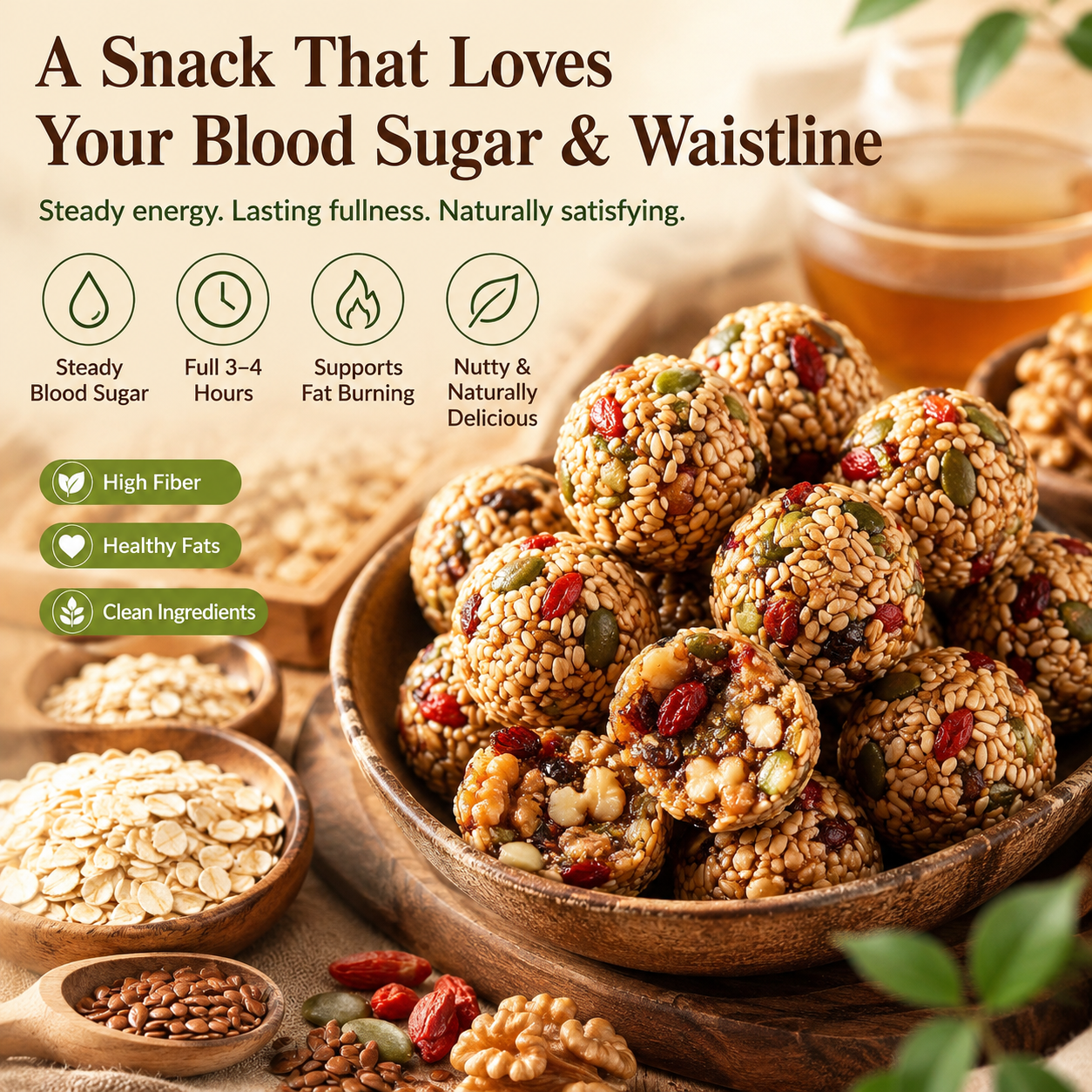 🌰 Flax & Sesame Balls — No Sugar. Whole Grains. Pure Energy-Q1