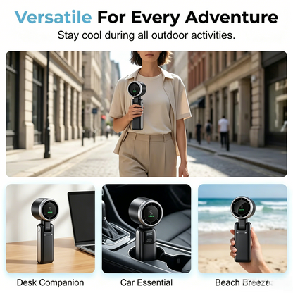 🌪️ Portable High-Speed Handheld Fan with Ice Cooler – ❄️Ultra Powerful Rechargeable Cooling Fan for Instant Summer Relief -FX