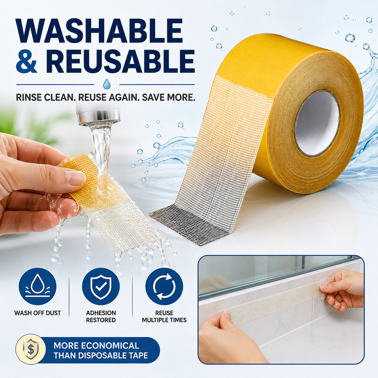 💪 Waterproof Strong Double-Sided Tape — Stick It Once. Hold It Forever-Q1