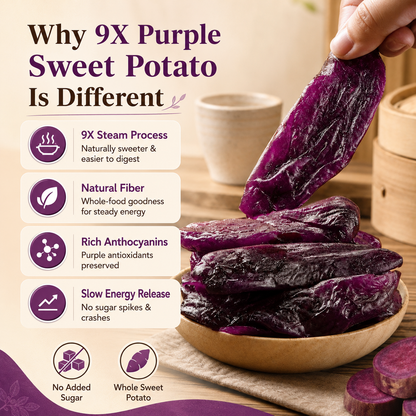 🍠 Natural Purple Sweet Potato —9X Steamed & Sun-Dried, No Sugar Added, Soft, Sweet & Diabetic-Friendly-Q1