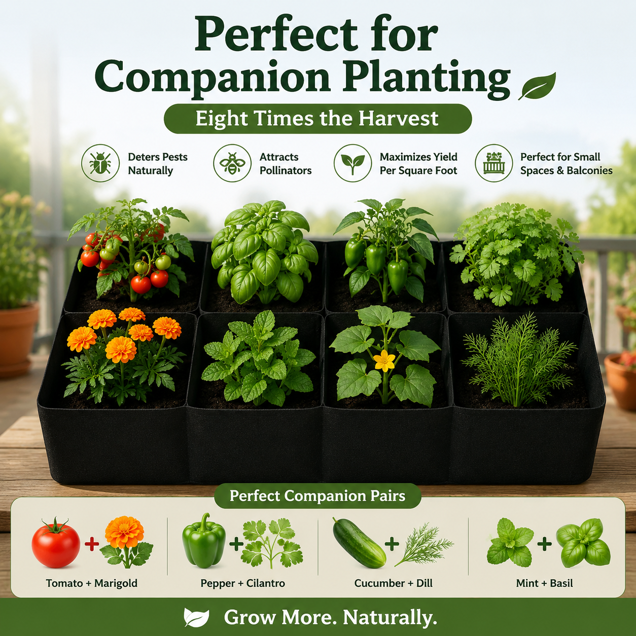 🌱 Divided Fabric Grow Bags — One Bag, Eight Plants, Zero Root Tangles-Q1